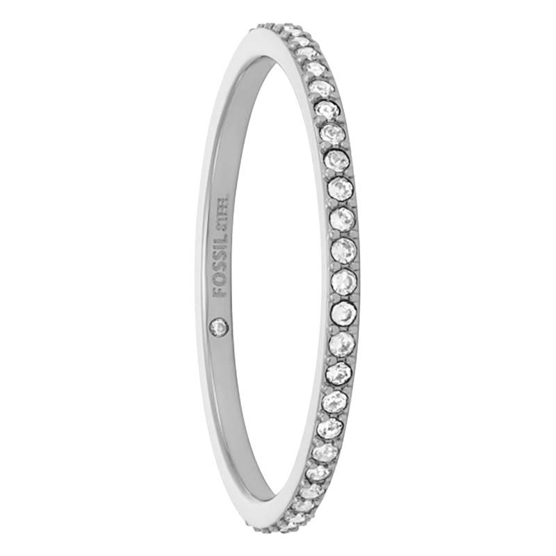 All Stacked Up Steel & Cubic Zirconia Ring - Fossil