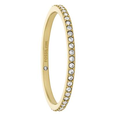 All Stacked Up Gold-Tone Steel & Zirconium Oxide Ring - Fossil