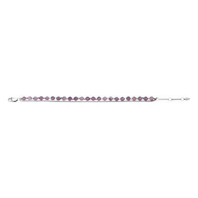 All Stacked Up Double Bracelet in Steel & Amethysts, Length 16.50 cm to 20 cm - Fossil
