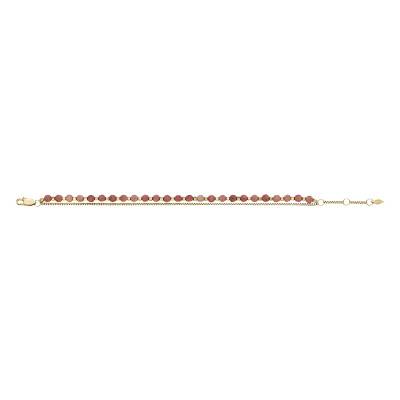 Bracelet Double All Stacked Up en Acier Doré & Rhodochrosites, Longueur 16,50 à 20 cm, Largeur 4,00 mm - Fossil