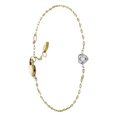 Bracelet Chaîne Sadie Coeur en Acier Bicolore & Zircone, Longueur 16,50 à 19 cm - Fossil