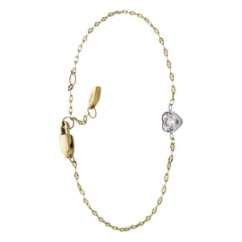 Sadie Heart Two-Tone Steel & Zirconium Oxide Chain Bracelet, Length 16.50 cm to 19 cm - Fossil
