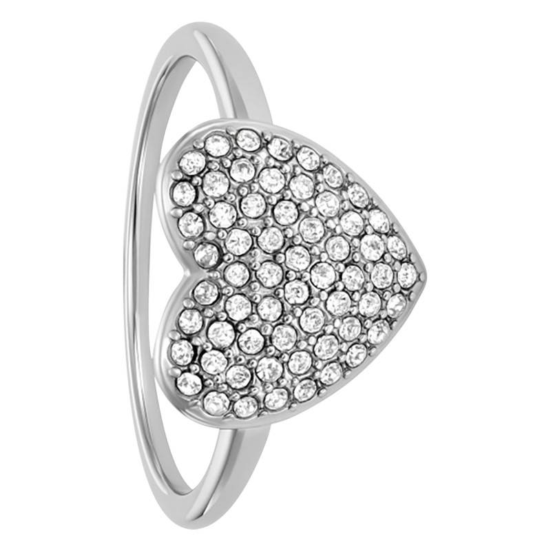 Sadie Heart Steel & Zirconium Oxide Ring - Fossil