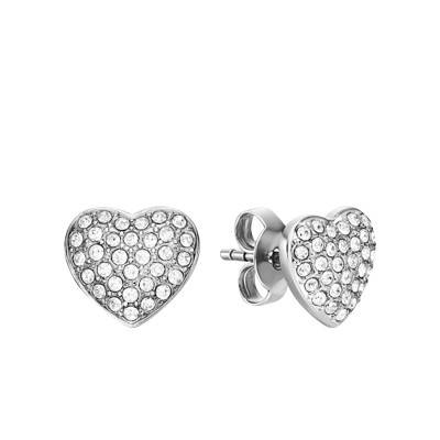 Boucles d'oreilles Sadie Coeurs en Acier & Zircones - Fossil