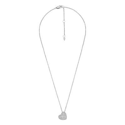 Sadie Heart Steel & Zirconium Oxide Necklace, 45 cm - Fossil