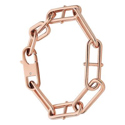 Bracelet Heritage D-Link en Acier Rosé, Longueur 16,5 cm à 19 cm, Largeur 8,00 mm - Fossil