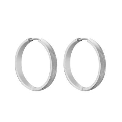 Harlow Linear Texture Stainless Steel Hoop Earrings - Fossil