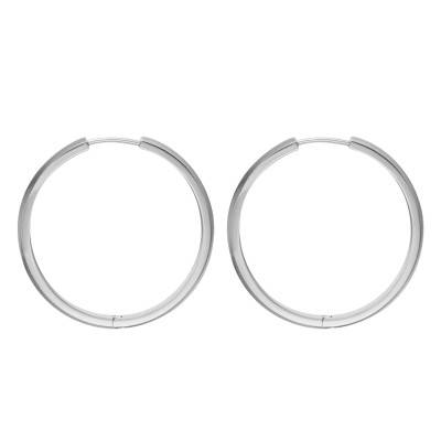 Harlow Linear Texture Stainless Steel Hoop Earrings - Fossil