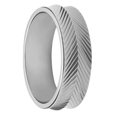 Harlow Linear Texture Stainless Steel Ring - Fossil