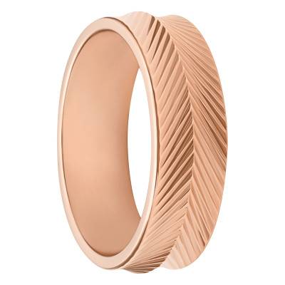 Bague Harlow Linear Texture en Acier Rosé - Fossil