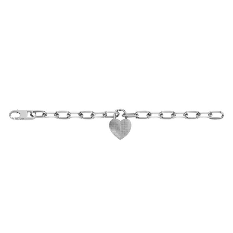 Bracelet Harlow Cadenas Coeur en Acier, 19 cm - Fossil - Ocarat