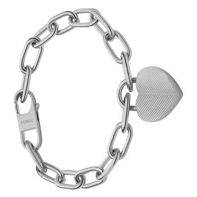 Bracelet Harlow Cadenas Coeur en Acier, Longueur 19 cm - Fossil
