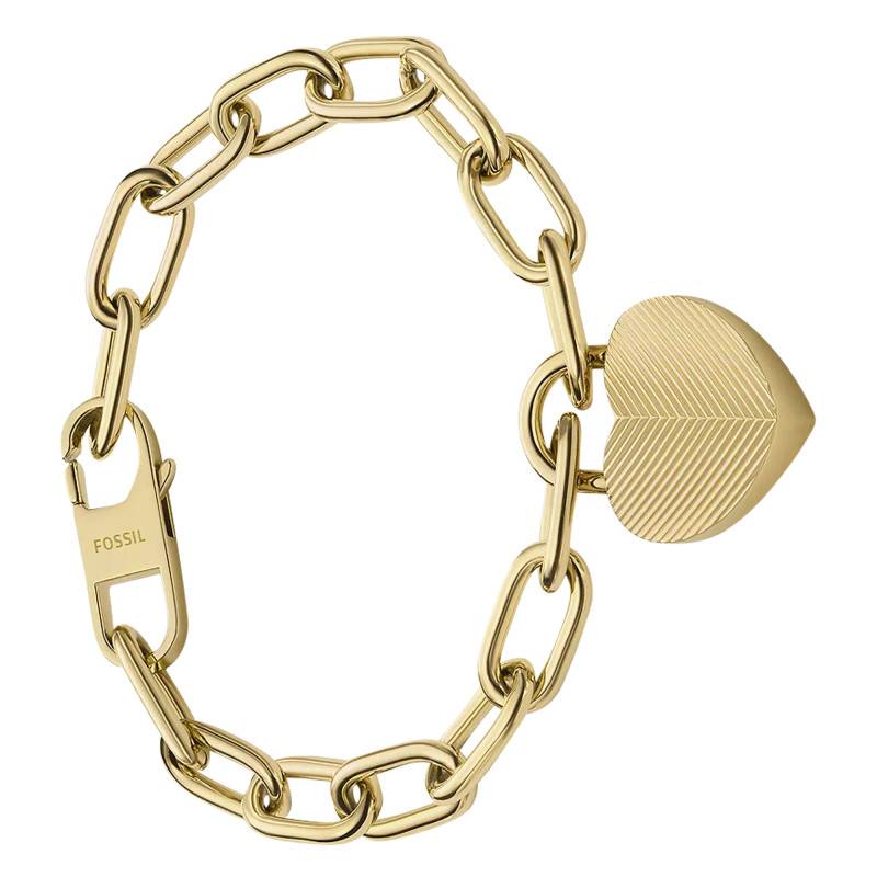 Bracelet Harlow Cadenas Coeur en Acier Doré, 19 cm - Fossil - Ocarat