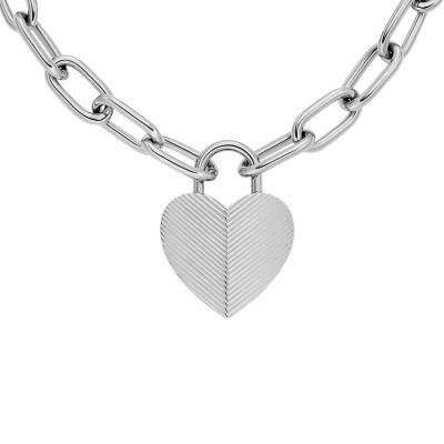 Collier Harlow Cadenas Coeur en Acier, Longueur 51 cm - Fossil