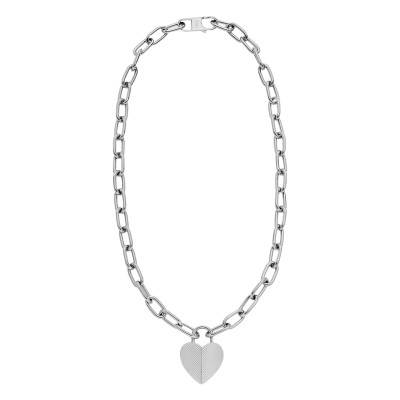 Collier Harlow Cadenas Coeur en Acier, Longueur 51 cm - Fossil
