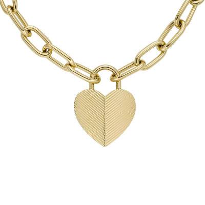 Gold-Tone Stainless Steel Harlow Padlock Heart Necklace, 51 cm - Fossil