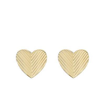Harlow Heart Gold-Tone Stainless Steel Stud Earrings - Fossil
