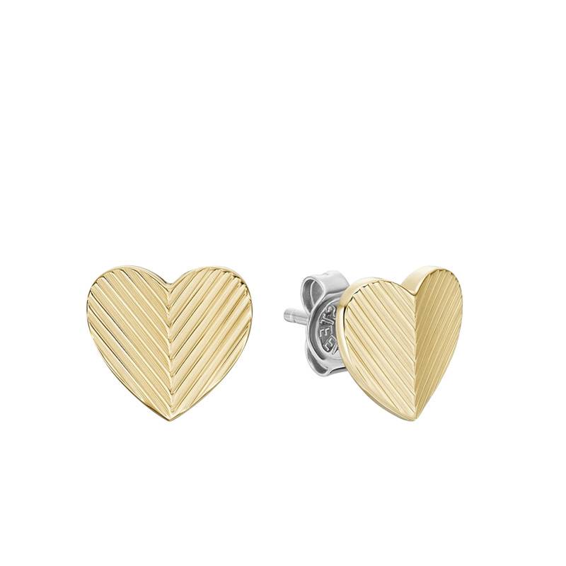 Harlow Heart Gold-Tone Stainless Steel Stud Earrings - Fossil