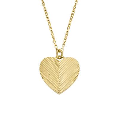 Collier Harlow Coeur en Acier Doré, Longueur 41 cm - Fossil