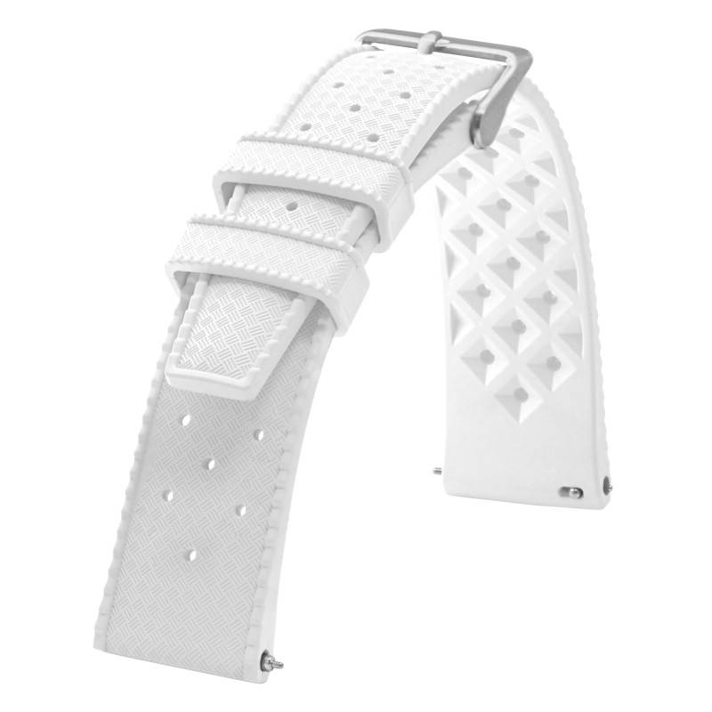 White Tropic Rubber Watch Strap 18mm or 20mm - Bracelet Rochet