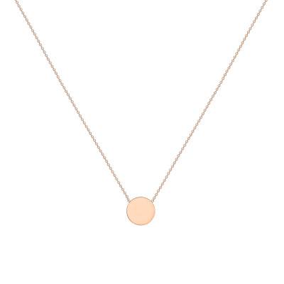 Collier Disque en Or Rose 375 , Longueur 41 à 43 cm - Emanessence