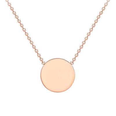 Collier Disque en Or Rose 375 , Longueur 41 à 43 cm - Emanessence