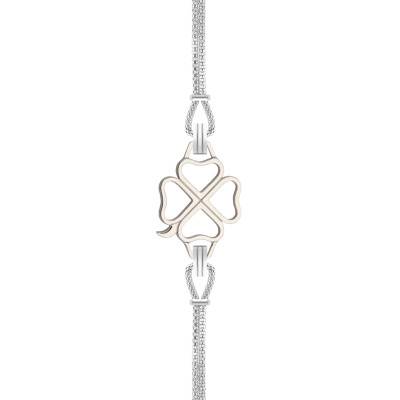 Steel Interchangeable Cord Clover Bracelet, 14 cm to 19 cm Length - Sila Paris