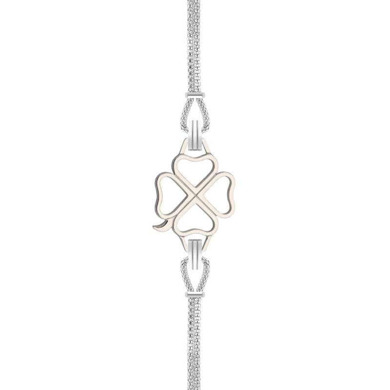 Steel Interchangeable Cord Clover Bracelet, 14 cm to 19 cm Length - Sila Paris