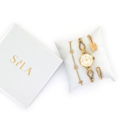 Yellow Gold-Tone Watch & Parure Gift Set - Sila Paris