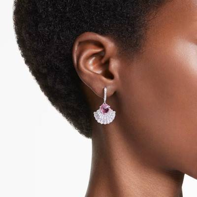 Boucles d'oreilles Idyllia, Métal Rhodié & Cristaux Rose et Blancs - 5680295 - Swarovski