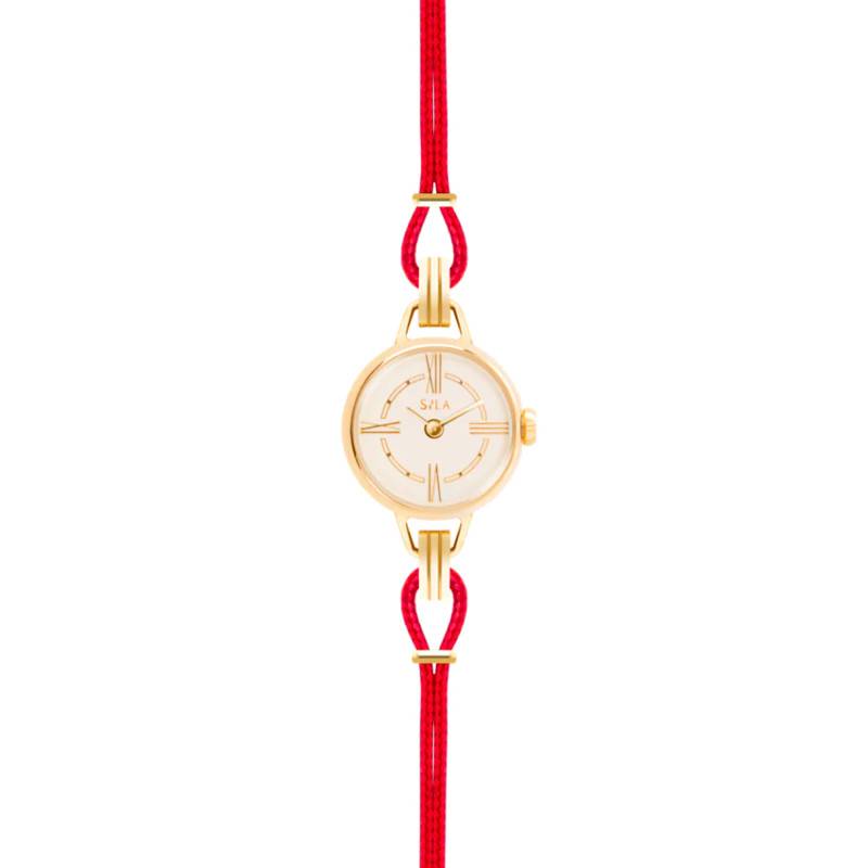 Yellow Gold & Red Passion Cord Interchangeable Strap Watch - Sila Paris