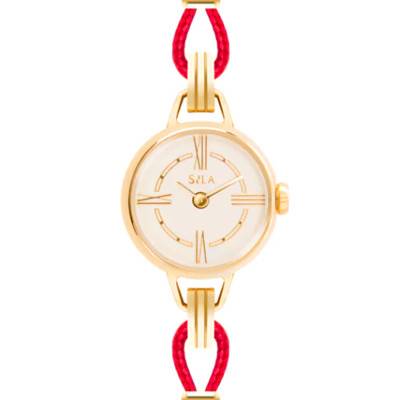 Montre à Bracelet Interchangeable Coloris Or Jaune & Cordon Rouge Passion - Sila Paris