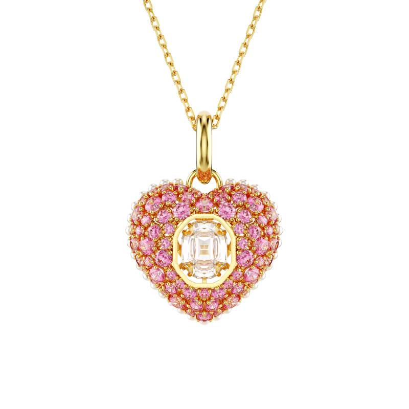 Hyperbola Heart Gold-Tone Metal & Pink and White Crystal and Pearl Necklace, 38 cm to 45 cm - 5680784 - Swarovski
