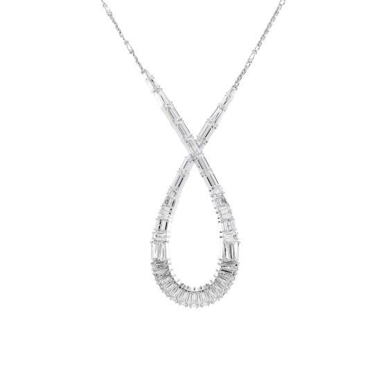 Collier Vintage Doré Rhodié - Pendentif Floral Central Avec Cristaux - Modèle 294 - Occasion