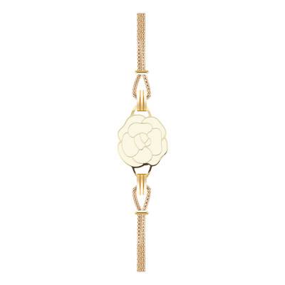 Cream Enamel & Gold Steel Gardenia Bracelet, 14 cm to 19 cm - Sila Paris