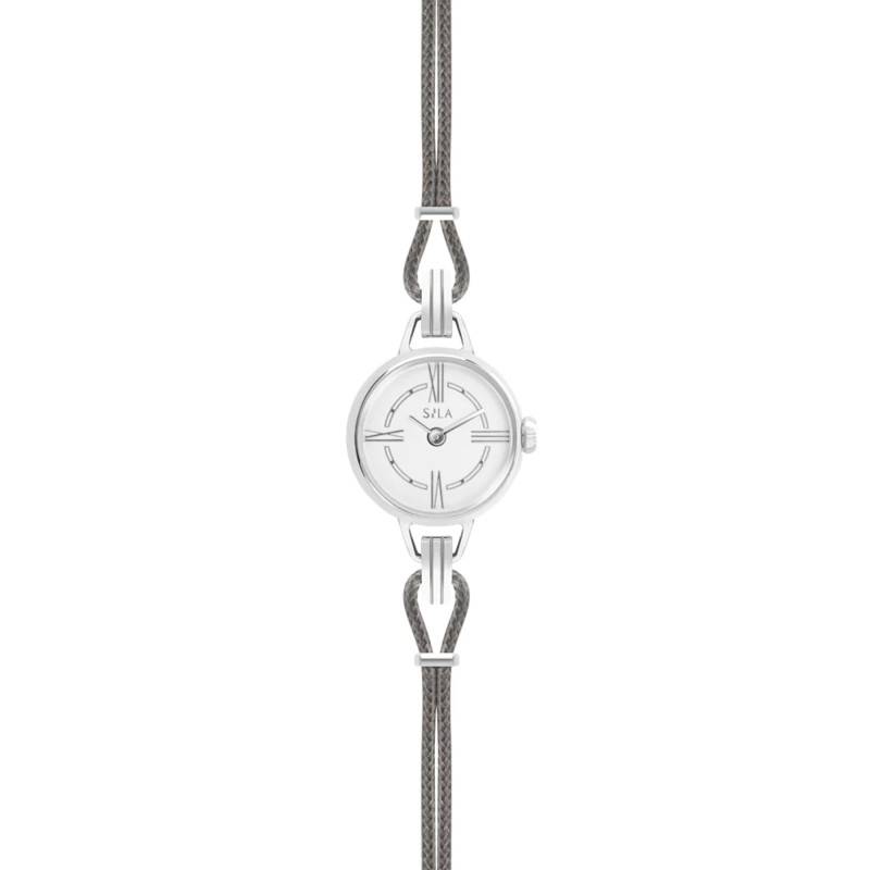 Interchangeable Strap Watch in Steel & Anthracite Cord - Sila Paris