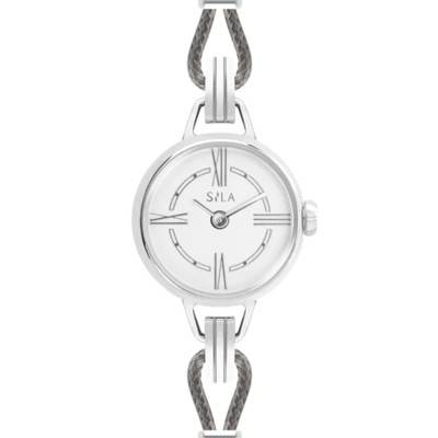 Interchangeable Strap Watch in Steel & Anthracite Cord - Sila Paris