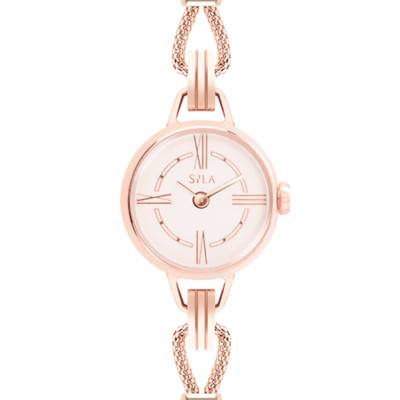 Rose Gold Tone & Pink Powder Cord Interchangeable Strap Watch - Sila Paris