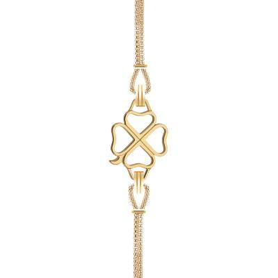 Gold Steel Clover Bracelet with Interchangeable Cords, Length 14 cm to 19 cm - Sila Paris