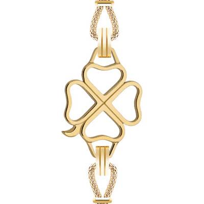 Gold Steel Clover Bracelet with Interchangeable Cords, Length 14 cm to 19 cm - Sila Paris