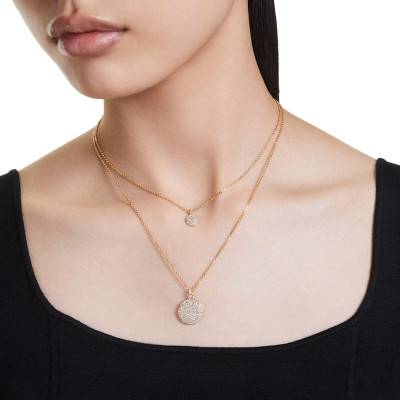 Collier Meteora Double Métal Doré & Cristaux Blancs, Longueur 38 à 45 cm - 5683442 - Swarovski