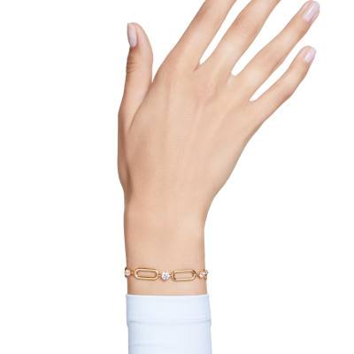 Dextera Gold-Tone Metal & White Crystals Bracelet, Length 15.50 cm to 20 cm, Width 7 mm - 5683359 - Swarovski
