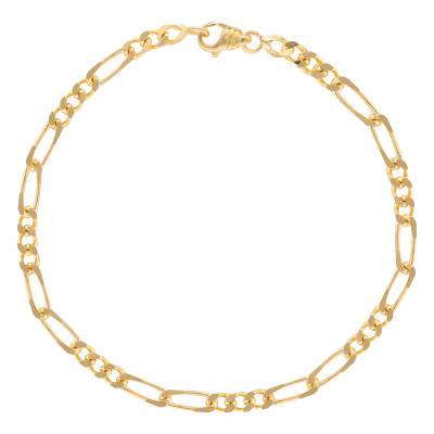 Bracelet Maille Cheval Alternée Triple, Or Jaune 750, Longueur 18 cm, Largeur 1,40 mm à 6 mm - Manillon