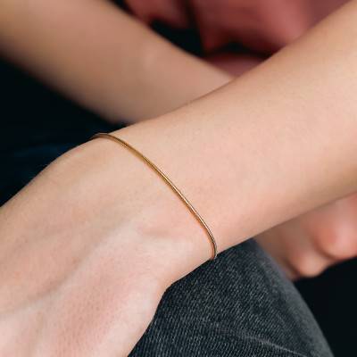 Bracelet Maille Serpentine, Or Jaune 750, Longueur 25 cm, Largeur de 1,40 à 1,90 mm - Manillon