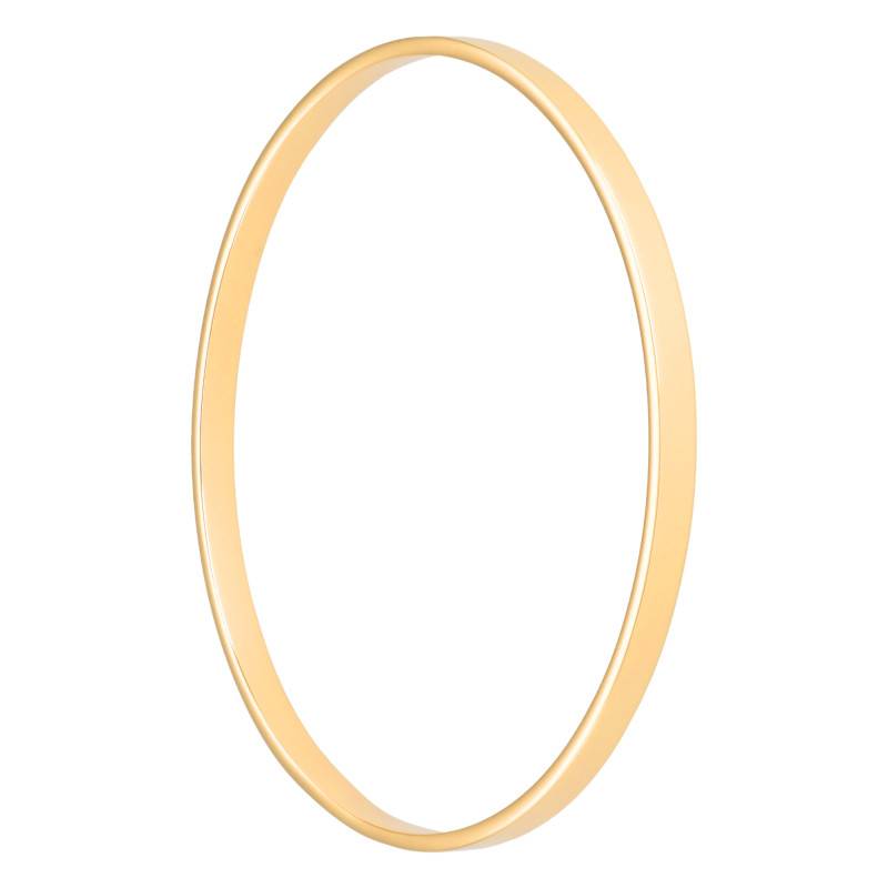 750 Yellow Gold Solid Rectangle Wire Bangle, 65mm Diameter, 2mm Width - Emanessence