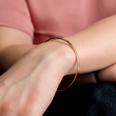 Bracelet Jonc Massif, Or Jaune 750, Diamètre 60 mm, Largeur 3,00 à 5,00 mm - Emanessence