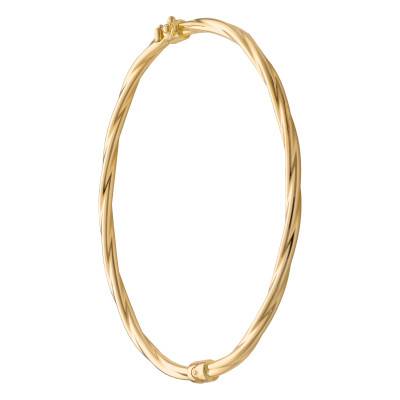 Bracelet Jonc Semi Torsadé en Or Jaune 750, Dimension 50 mm x 60 mm - Emanessence