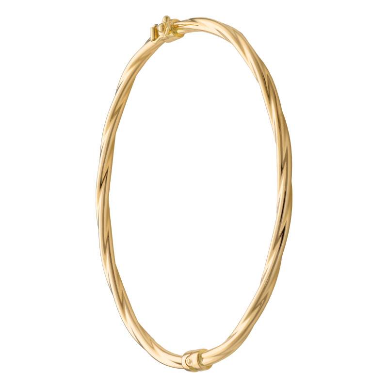 Bracelet Jonc Semi Torsadé en Or Jaune 750, Dimension 50 mm x 60 mm - Emanessence