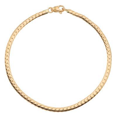 750 Yellow Gold Solid Bismarck Chain Bracelet, Length 19 cm, Width 3 mm to 4 mm - Manillon