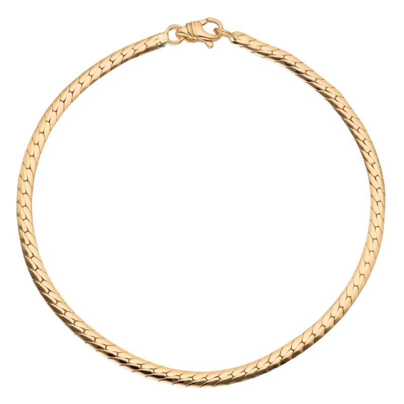 750 Yellow Gold Solid Bismarck Chain Bracelet, Length 19 cm, Width 3 mm to 4 mm - Manillon